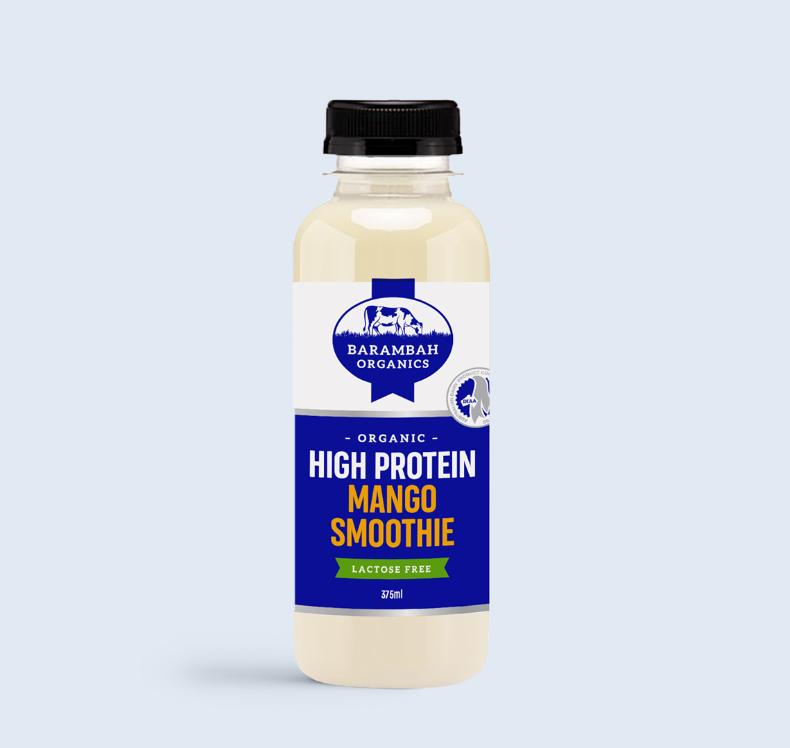 375ml of High Protein Mango Smoothie - Mango Smoothie - Barambah Organics